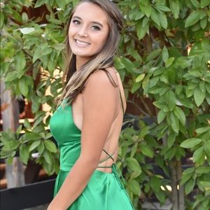Green Sherri hill homecoming prom dress
